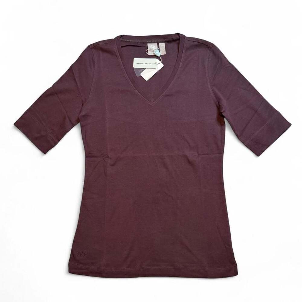 NuSport Women's Burgundy 3/4 Sleeve V-Neck Top
